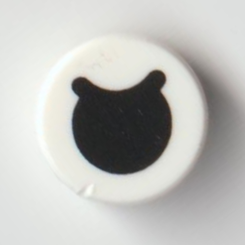 Tile Round 1 × 1 with Black Eye, Eyebrow print White