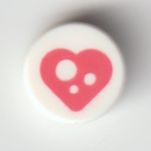 Tile Round 1 × 1 with Bright Pink heart print Weiß