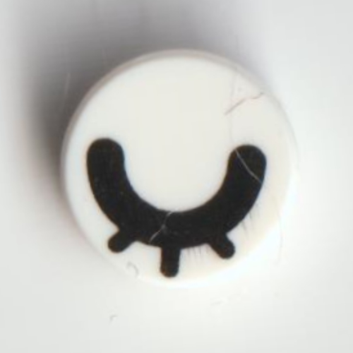 Tile Round 1 × 1 with Black Closed Eye / Eyelash print White