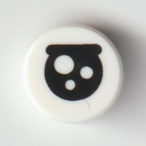 Tile Round 1 × 1 with Eye, Eyebrow, White Circles print White