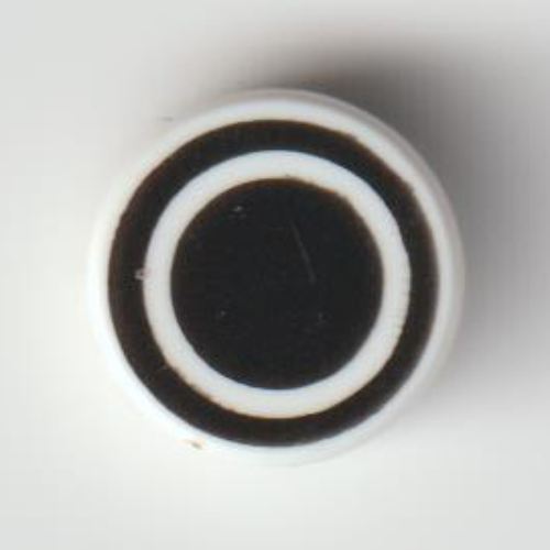 Tile Round 1 × 1 with Black Circle and Black Ring print Weiß