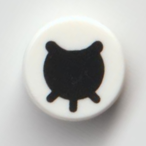 Tile Round 1 × 1 with Black Eye, Eyebrow, Eyelashes print White