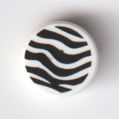 Tile Round 1 × 1 with Black Zebra Stripes print White