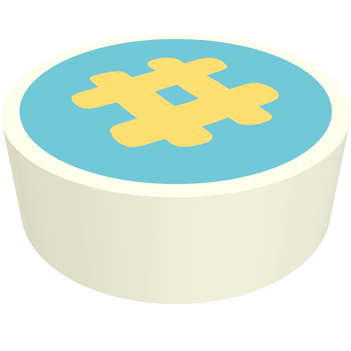 Tile Round 1 × 1 with Bright Light Yellow # on Medium Azure Background print Weiß
