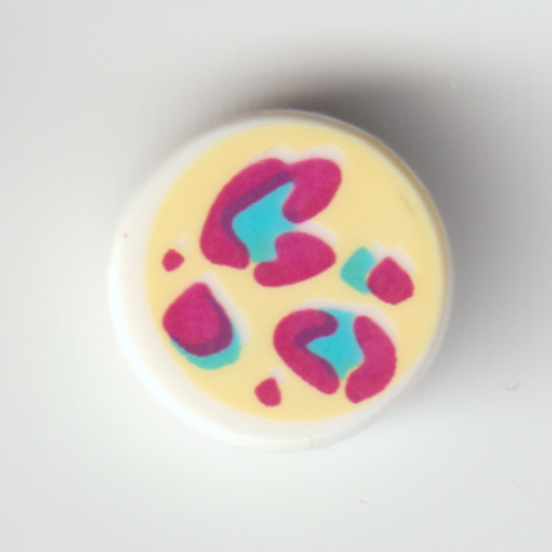 Tile Round 1 × 1 with Magenta/Azure Leopard Spots print White