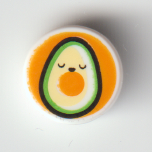 Tile Round 1 × 1 with Avocado on Orange Background print Weiß