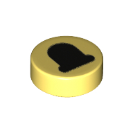 Tile Round 1 × 1 with Black Bell print Bright Light Yellow