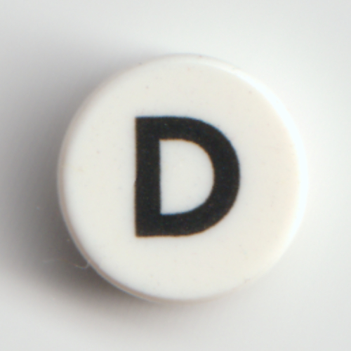 Tile Round 1 × 1 with Black 'D' Print