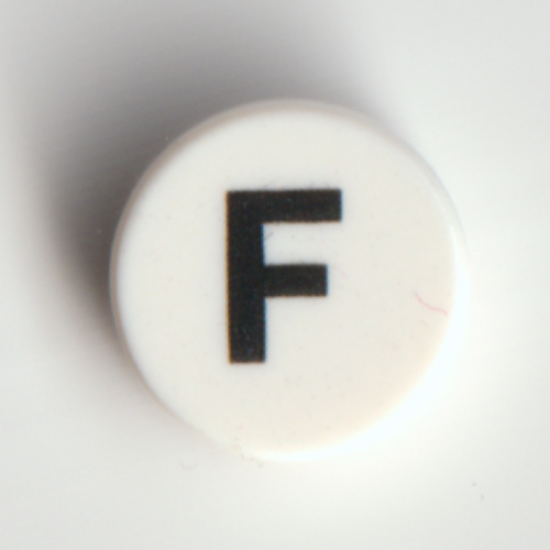 Tile Round 1 × 1 with Black 'F' print White