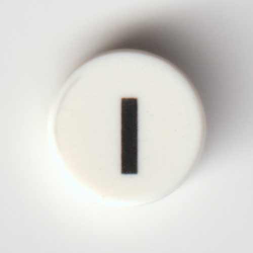 Tile Round 1 × 1 with Black 'I' print White