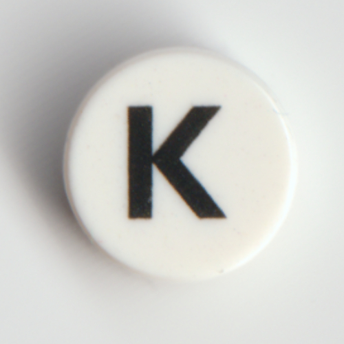 Tile Round 1 × 1 with Black 'K' Print