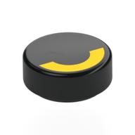 Tile Round 1 × 1 with Yellow Semi-Circle (Closed Eye) print Schwarz