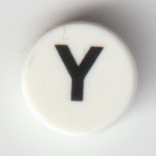 Tile Round 1 × 1 with Black 'Y' print White