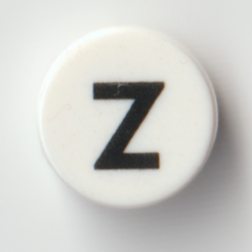 Tile Round 1 × 1 with Black 'Z' Print in White