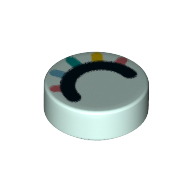 Tile Round 1 × 1 with Close Eye, Dark Pink, Medium Azure, Dark Turquoise, Bright Light Orange, Coral Eyelashes print Light Aqua