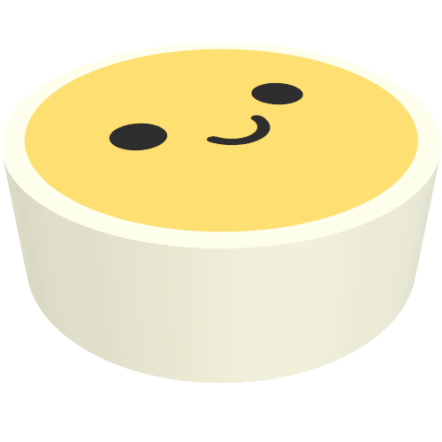 Tile Round 1 × 1 with Yellow Happy Face print Weiß