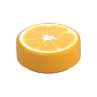 Tile Round 1 × 1 with Orange Center/slice print