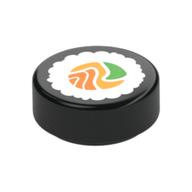 Tile Round 1 × 1 with Sushi print Black