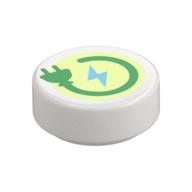 Tile Round 1 × 1 with Green Plug on Bright Green Background print