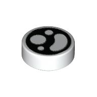 Tile Round 1 × 1 with Black Circle, White Shapes print White