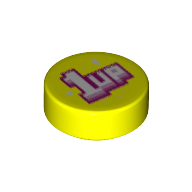 Tile Round 1 × 1 with White/Pink '1 UP' print Vibrant Yellow