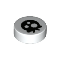 Tile Round 1 × 1 with Black Eye, White Dots print Weiß