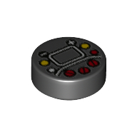 Tile Round 1 × 1 with Screen, Red/Yellow/Black Buttons/Racing Steer Controls print Black