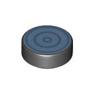 Tile Round 1 × 1 with Medium Blue Circles on White Background print Schwarz