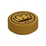 Tile Round 1 × 1 with Golden Crown print