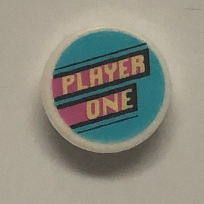 Tile Round 1 × 1 with 'PLAYER ONE' print White