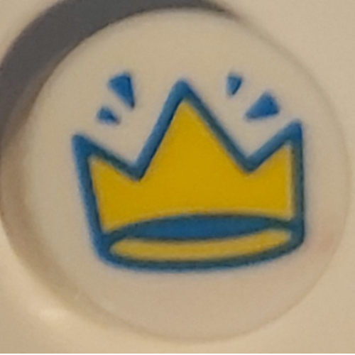 Tile Round 1 × 1 with Yellow Crown print White