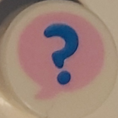 Tile Round 1 × 1 with Blue Question Mark in Bright Pink Speech Bubble print Weiß