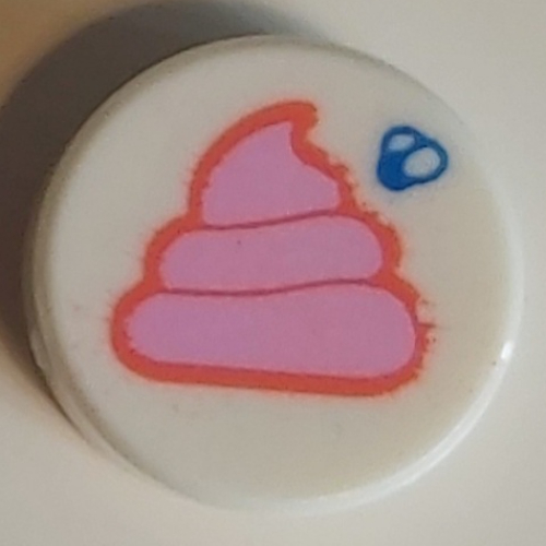 Tile Round 1 × 1 with Bright Pink Poop-Emotion print Weiß