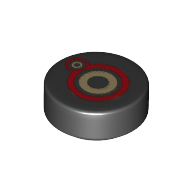 Tile Round 1 × 1 with Red/Yellow Eye print Black