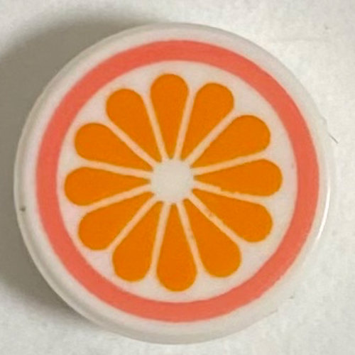 Tile Round 1 × 1 with Orange/Grapefruit print White
