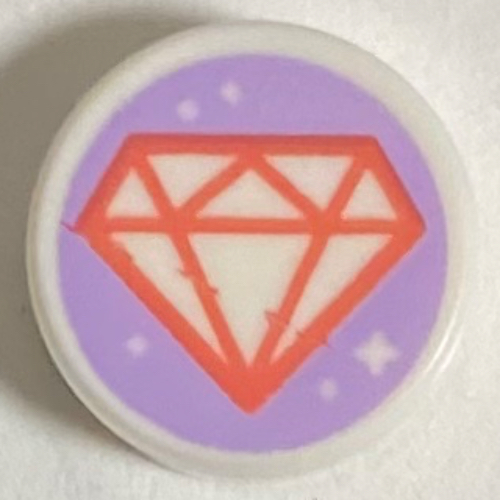 Tile Round 1 × 1 with Coral Diamond, Lavender Background print White