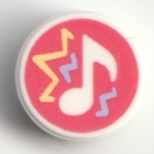 Tile Round 1 × 1 with Music Note on Coral Background print Weiß