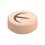 Tile Round 1 × 1 with Black Lines Print (Ear) in Light Nougat