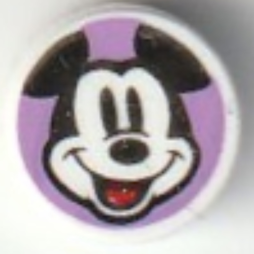 Tile Round 1 × 1 with Mickey Mouse, Open Mouth Smile on Lavender Background print Weiß