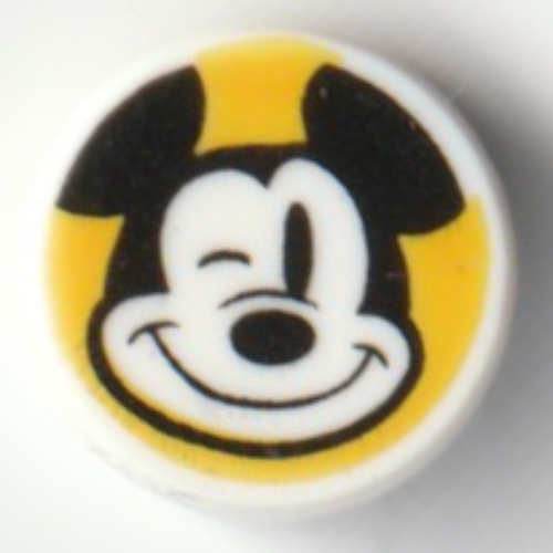 Tile Round 1 × 1 with Mickey Mouse, Wink on Bright Light Orange Background print White