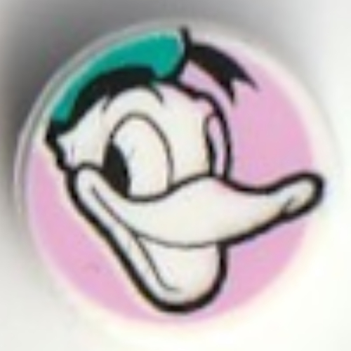 Tile Round 1 × 1 with Donald Duck on Bright Pink Background print White