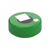 Tile Round 1 × 1 with Brickheadz Eye, White Squares, Black Circle print Bright Green