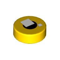 Tile Round 1 × 1 with Brickheadz Eye, White Squares, Black Circle print Yellow