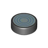 Tile Round 1 × 1 with White/Medium Blue Circles print Schwarz