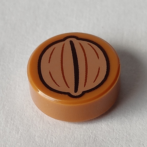 Tile Round 1 × 1 with Walnut print Medium Nougat