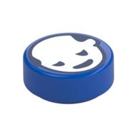 Tile Round 1 × 1 with White Silhouette of Head (Hokusai) print Blue