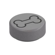 Tile Round 1 × 1 with Black Bone print Mattsilber