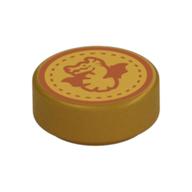 Tile Round 1 × 1 with Gold Dragon print Perlgold