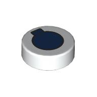 Tile Round 1 × 1 with Dark Blue Circle, Square print Weiß