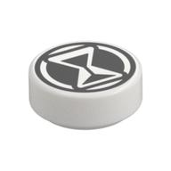 Tile Round 1 × 1 with Black Hourglass print White